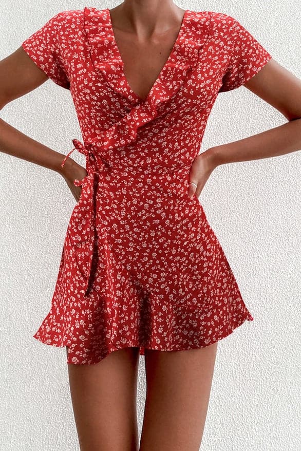 Floral Ruffle Bodycon Maxi Dress