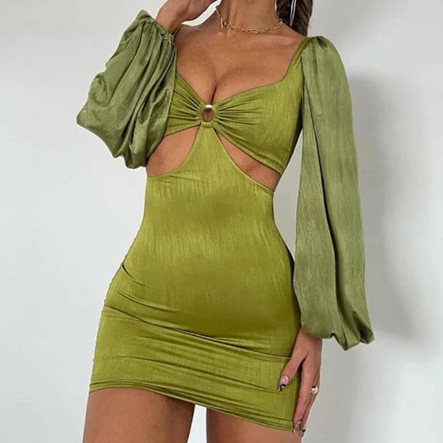 Sweetheart Bell Sleeve Ruched Bodycon Mini Dress - View 6