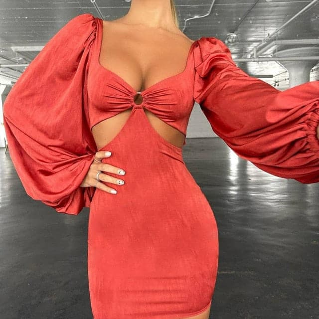 Sweetheart Bell Sleeve Ruched Bodycon Mini Dress - View 4