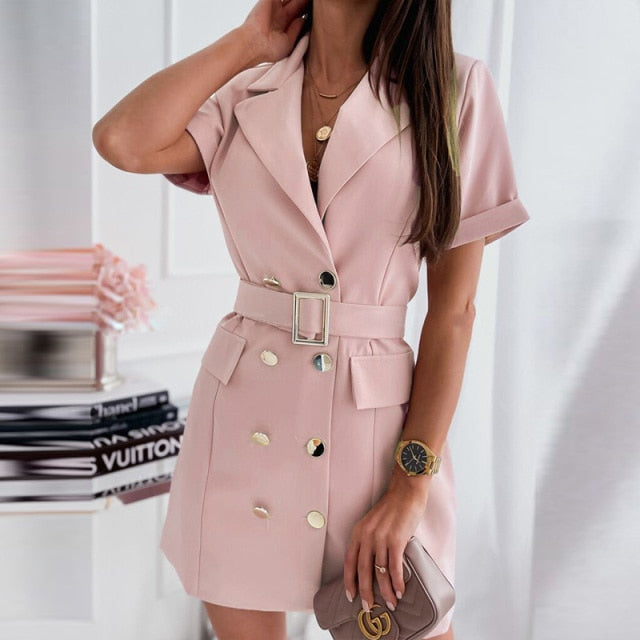 Lapel Collar Lantern Sleeve Belted Wrap Fit and Flare Mini Dress 5