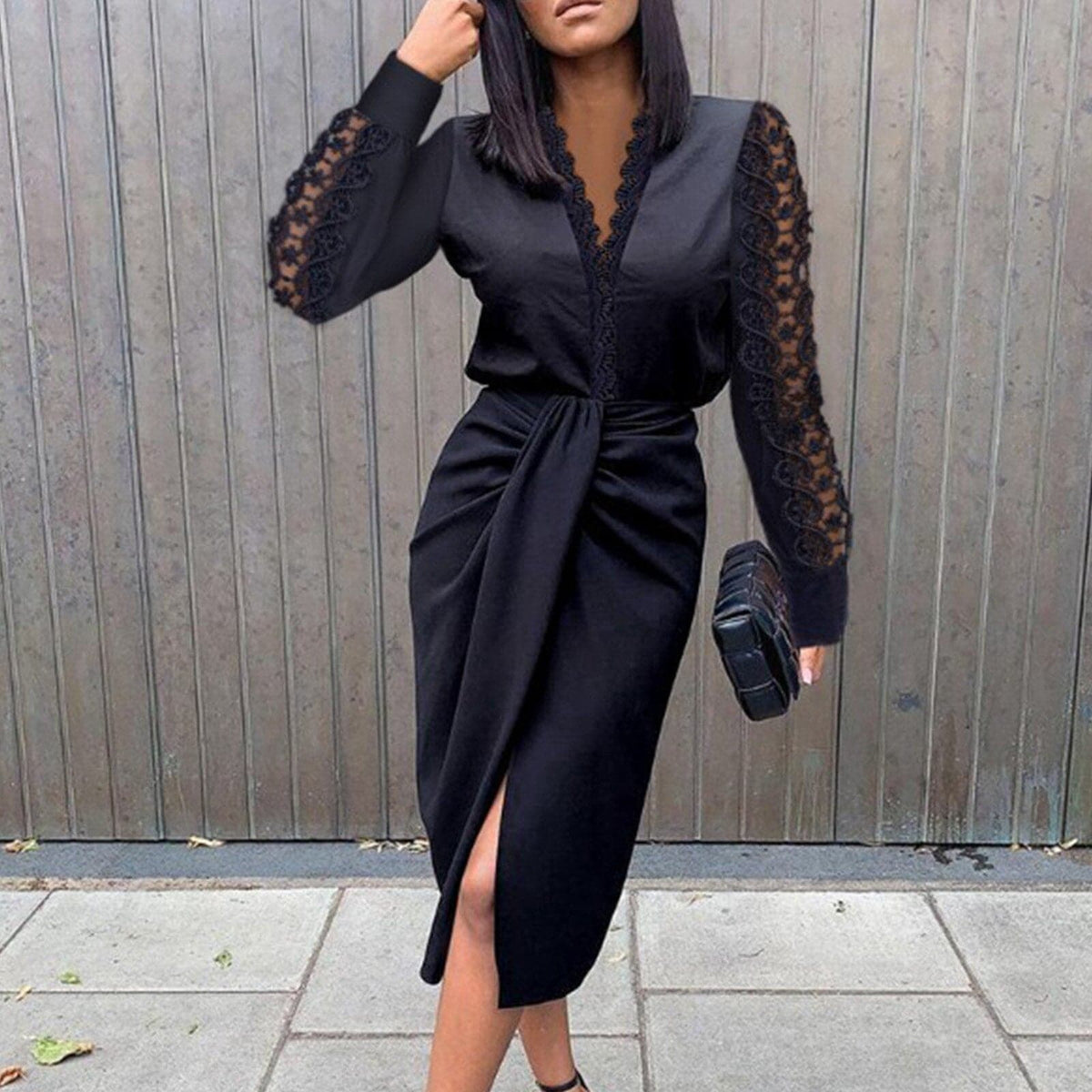 Lace Long Sleeve Mini Dress Party
