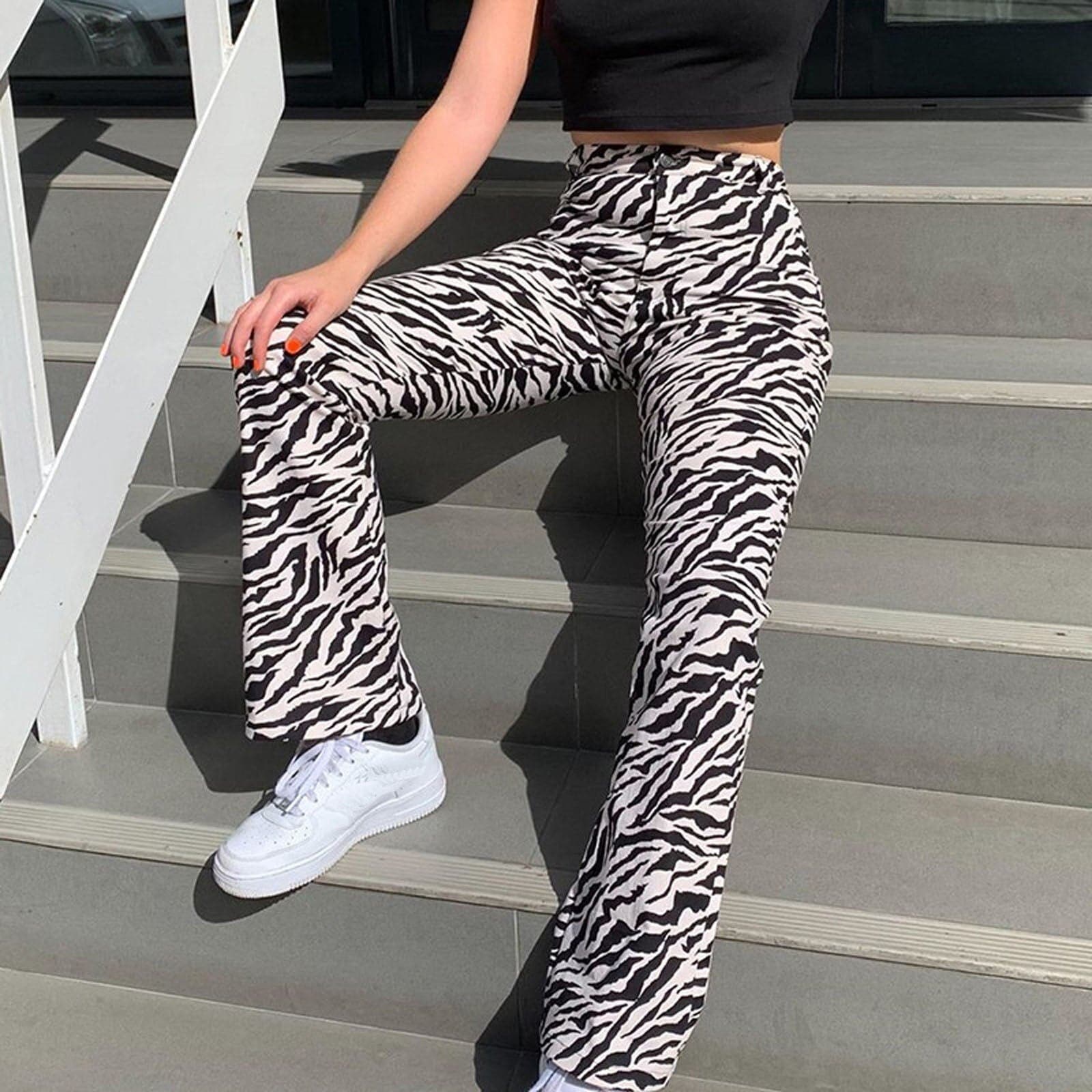 Fashionable Women Painted Pattern Jeans Women Pocket High Waist Casual Straight Leg Pants Personalized Women Pants