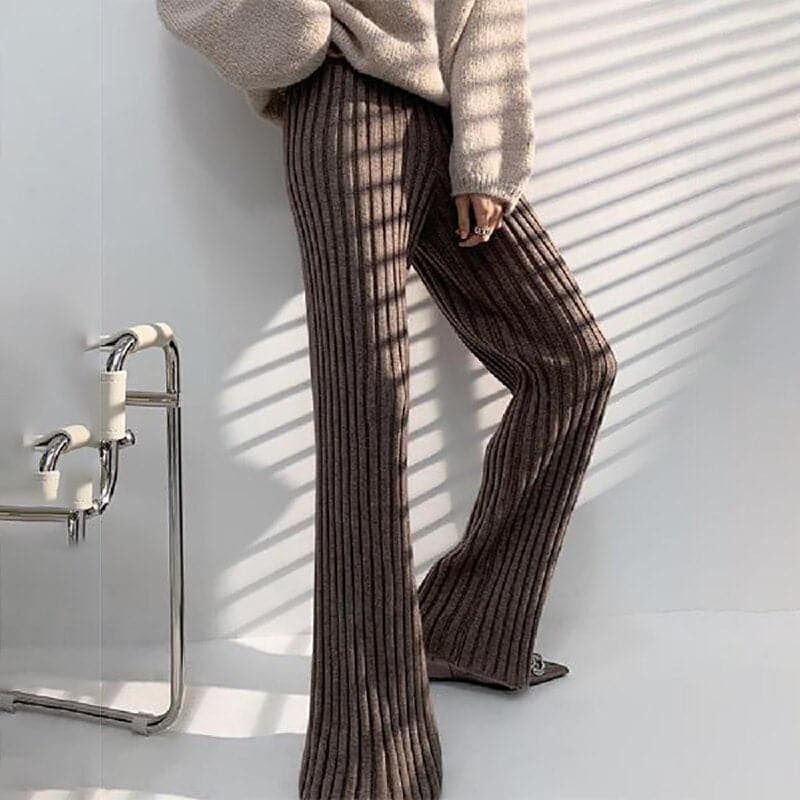Women Casual Pants New Knitted Wideleg Pants