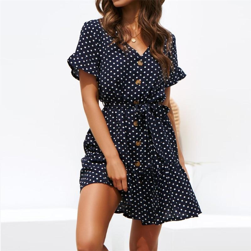 Irena Short Sleeve Dress with Polka Dot for Women Date Night Outfit
