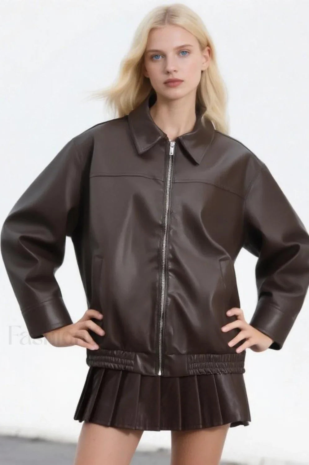 PU Leather Casual Lapel Jacket