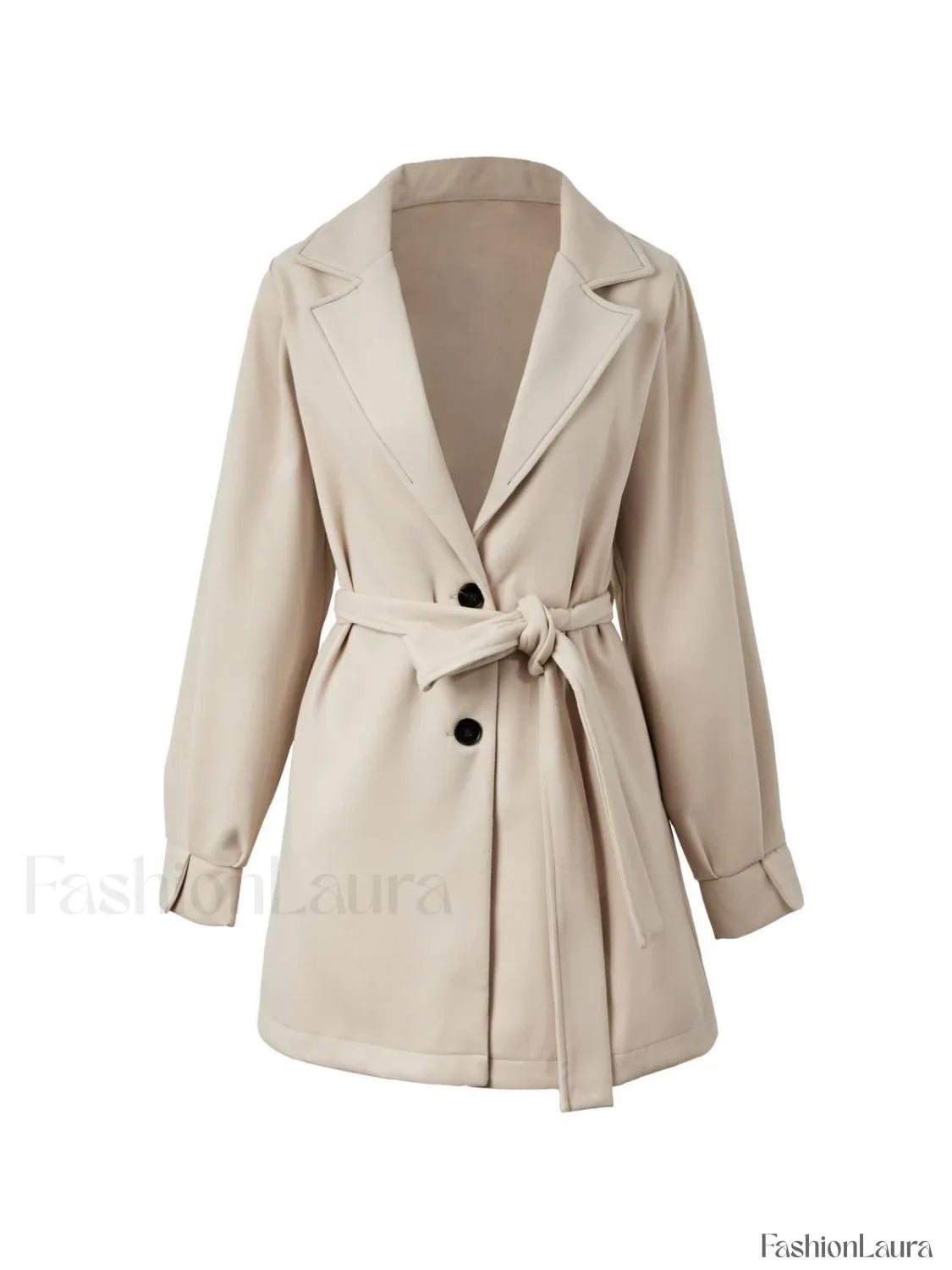 Puff Sleeve Belted Woolen Coat