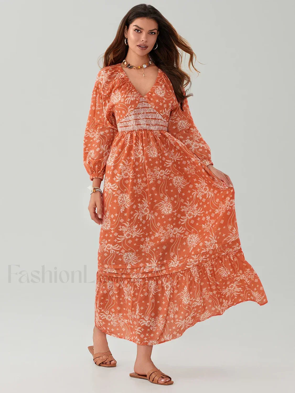 Puff-Sleeve Flowy Boho Dress