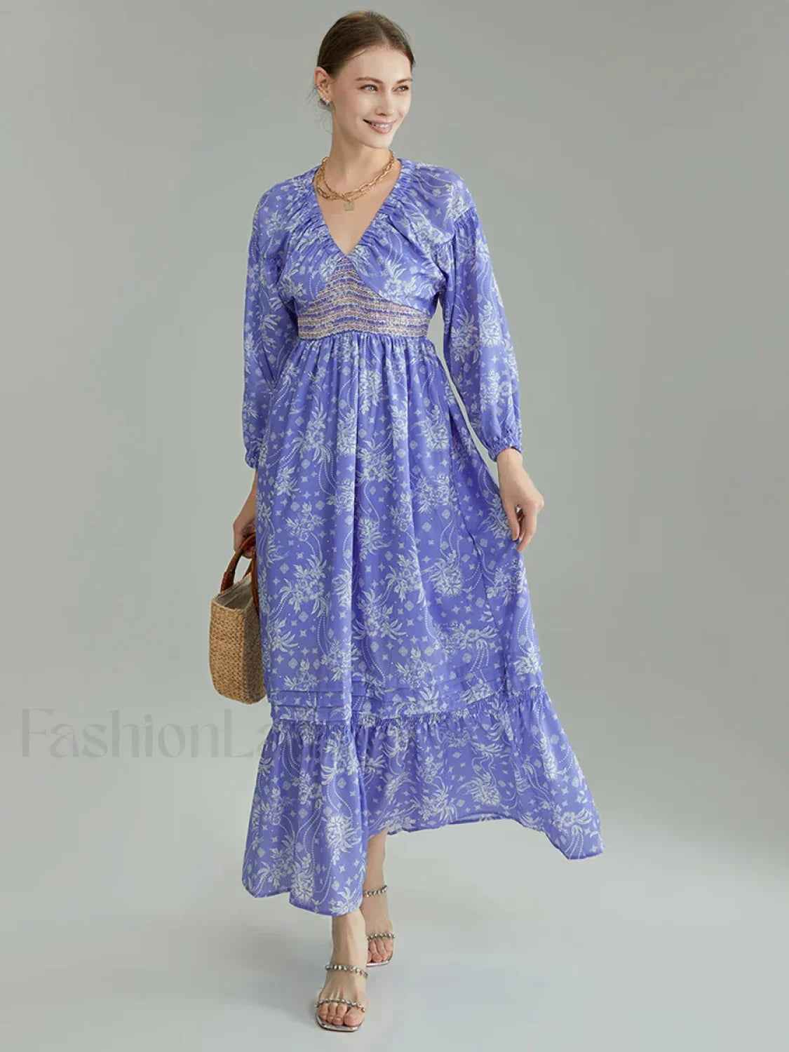 Puff-Sleeve Flowy Boho Dress