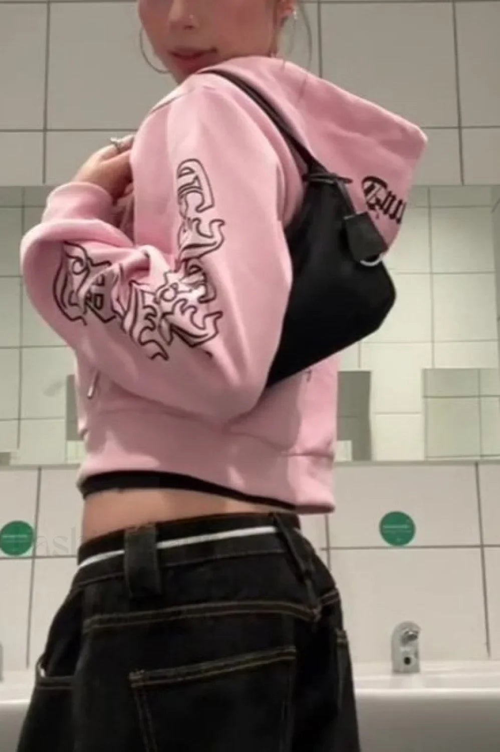 Punk Gothic Long Sleeve Hoodie Pink / S