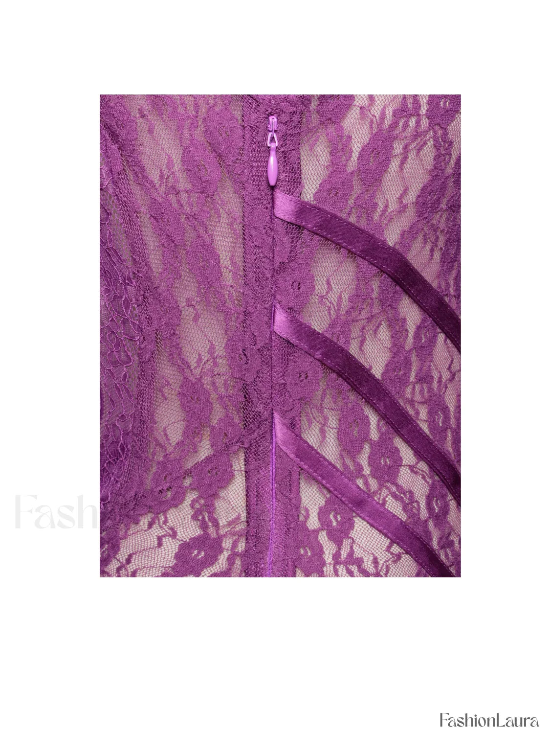 Quartney Purple Long Sleeve Graceful Lace Satin Mini Dress