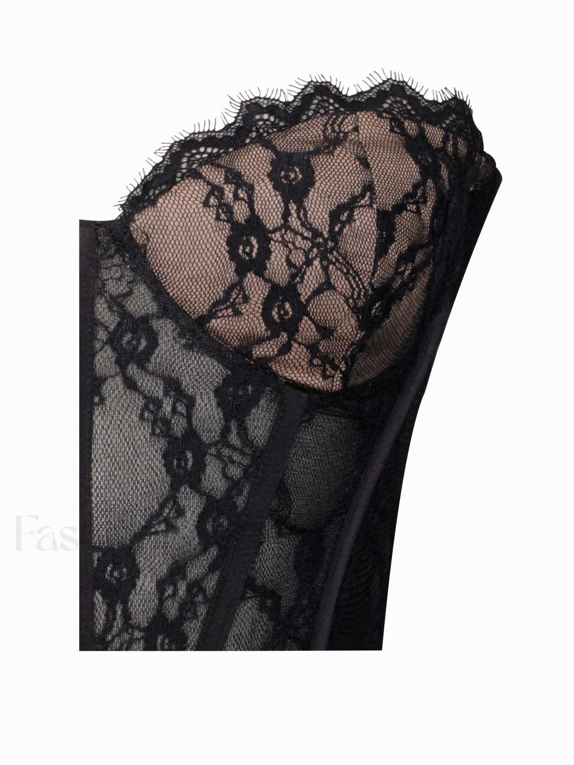 Quennell Black Lace Charming Corset Maxi Dress