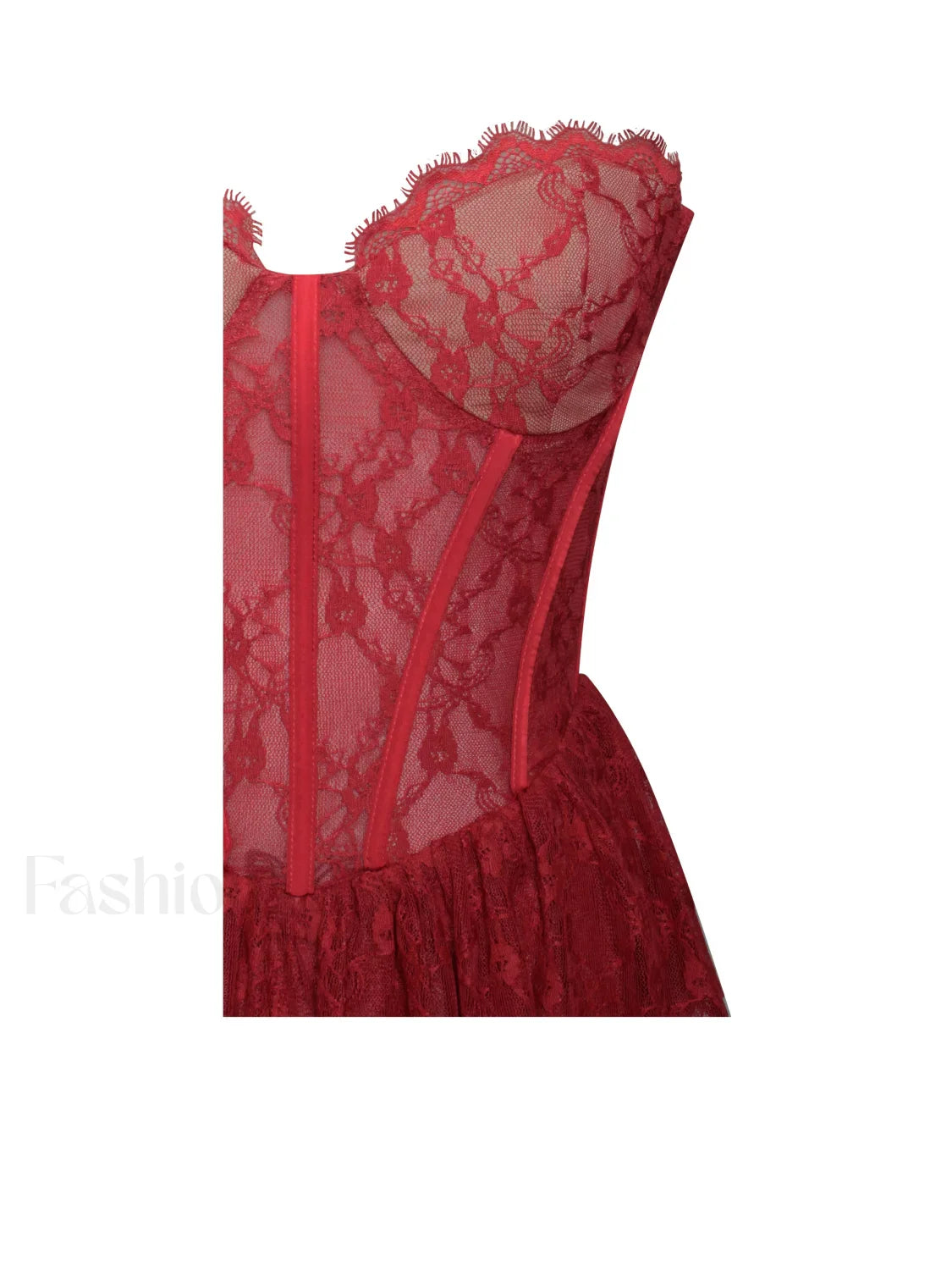 Quennell Burgundy Lace Charming Corset Maxi Dress