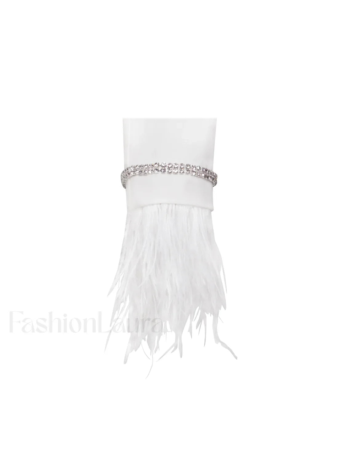 Quilla White Feather Crystal Graceful Sleeve Backless Blazer Dress