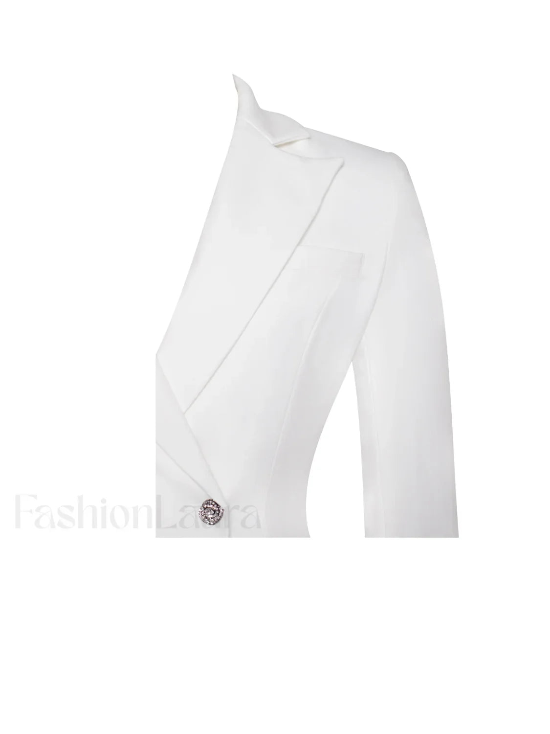 Quilla White Feather Crystal Graceful Sleeve Backless Blazer Dress