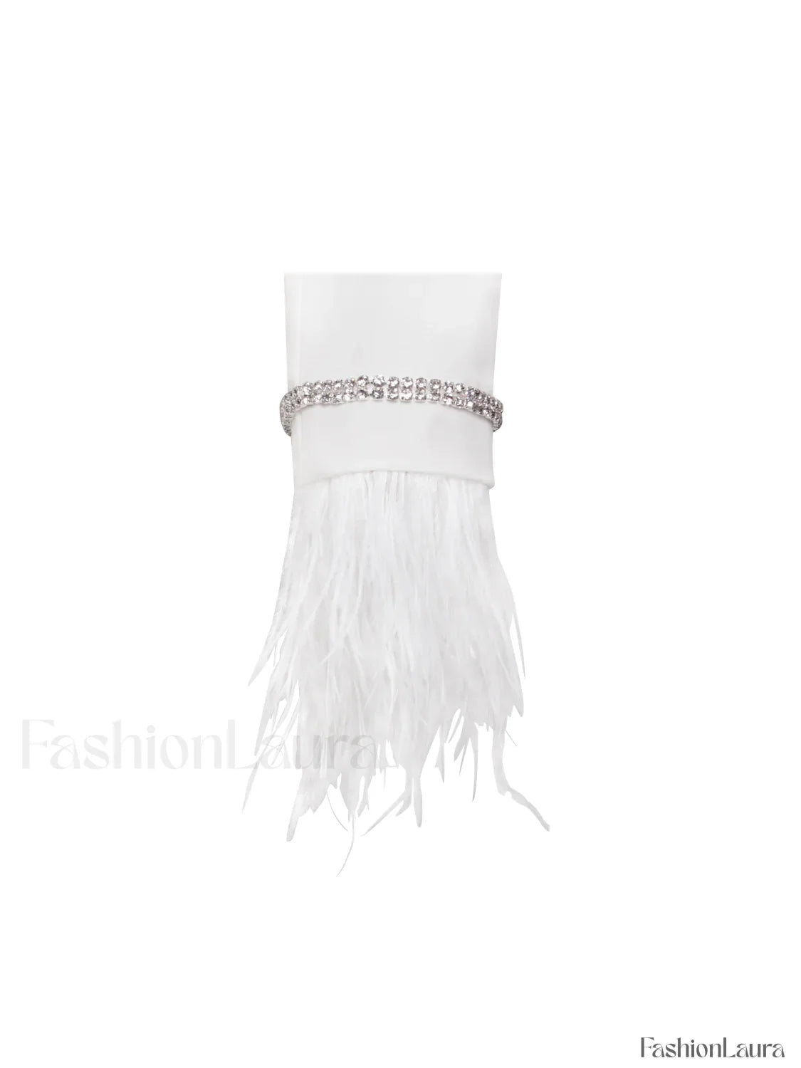 Quilla White Feather Crystal Graceful Sleeve Backless Blazer Dress