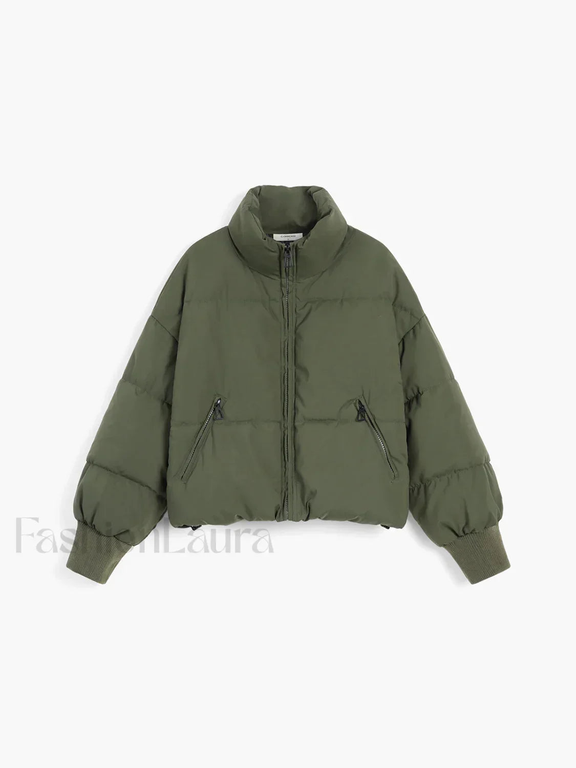 Quilted Puffer Stand Trendy Collar Crop Coat