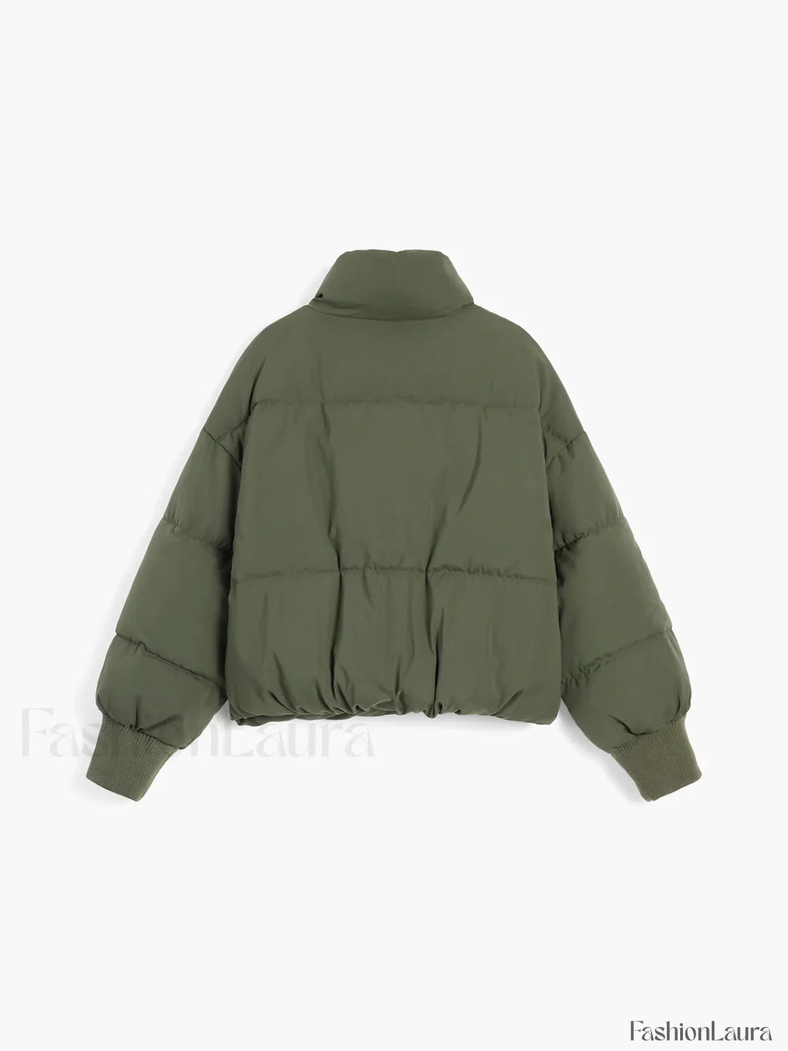Quilted Puffer Stand Trendy Collar Crop Coat