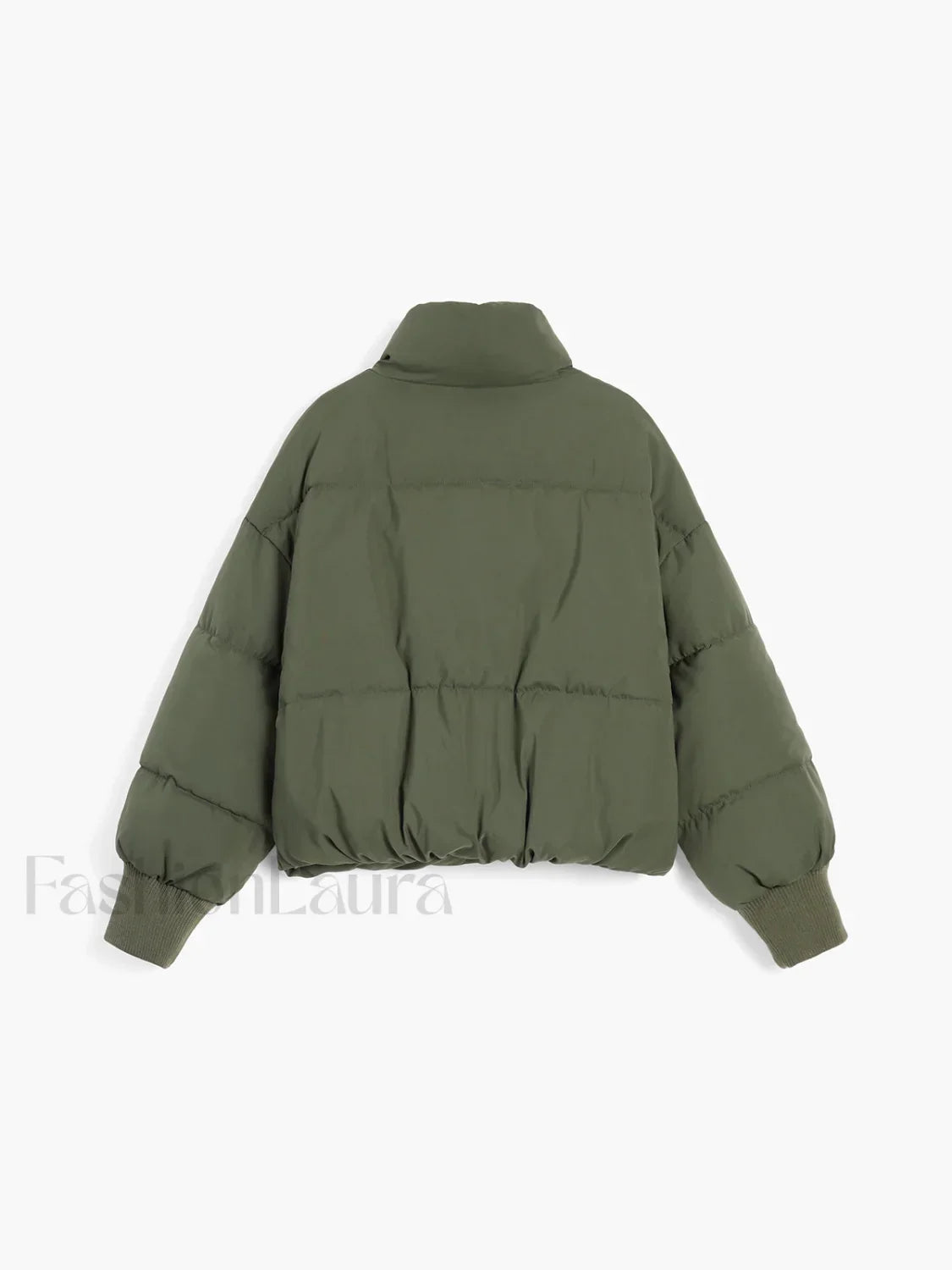 Quilted Puffer Stand Trendy Collar Crop Coat