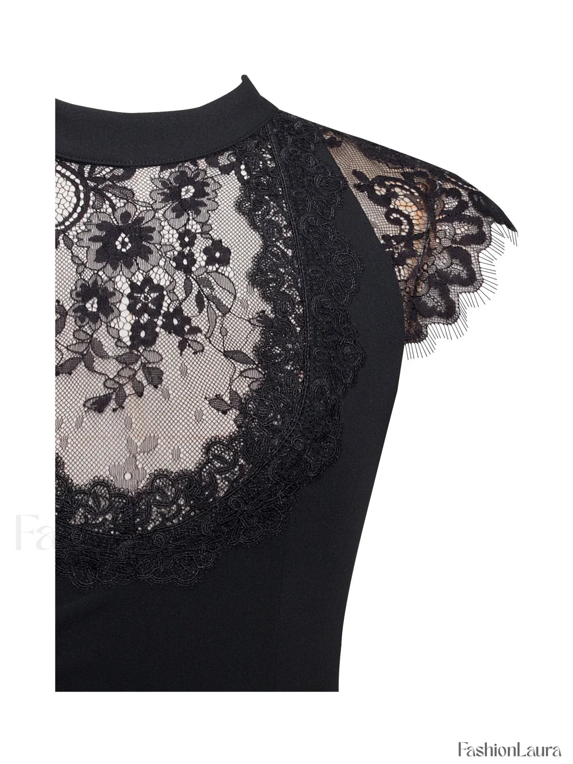 Quinella Black Lace Charming Crepe Backless Mini Dress