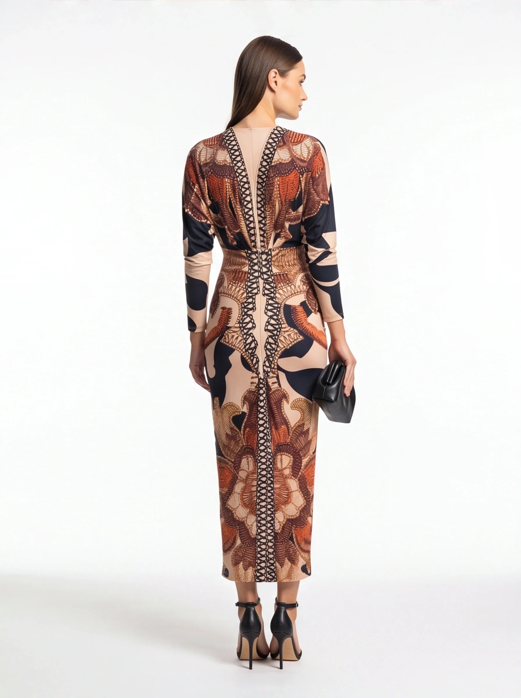 Elegant Vintage Black Bodycon Dress with Sleeveless Design & Stretch F