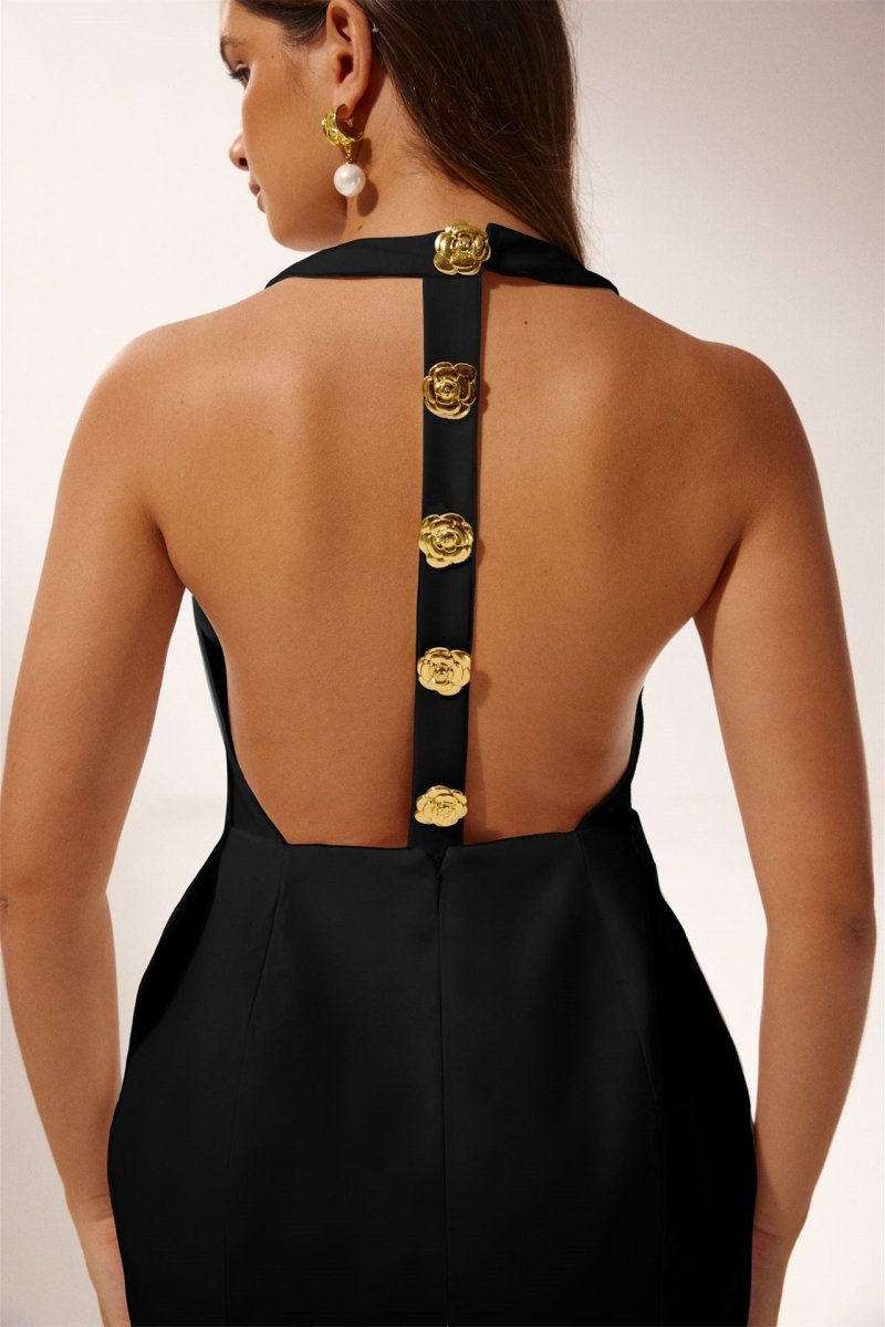 Catalina Premium Backless Halterneck Mini Dress Rebecca Elevated Occasion Wear