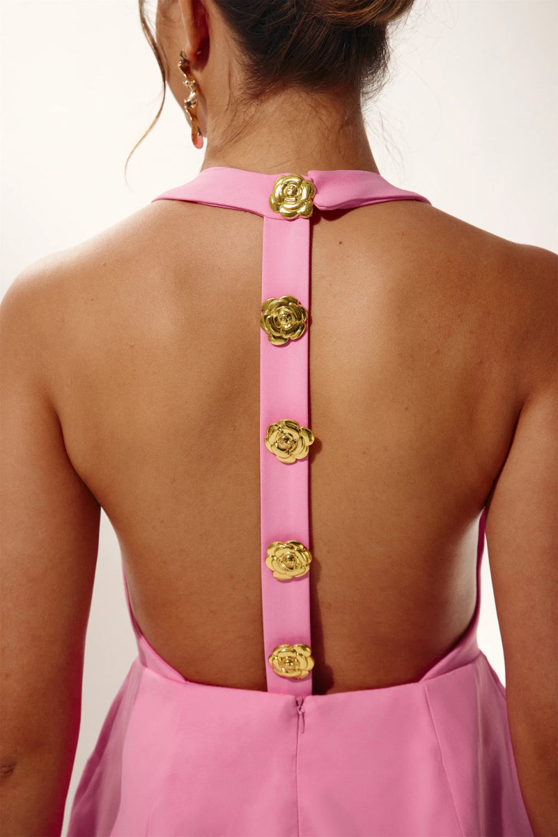 Catalina Premium Backless Halterneck Mini Dress Rebecca Elevated Occasion Wear
