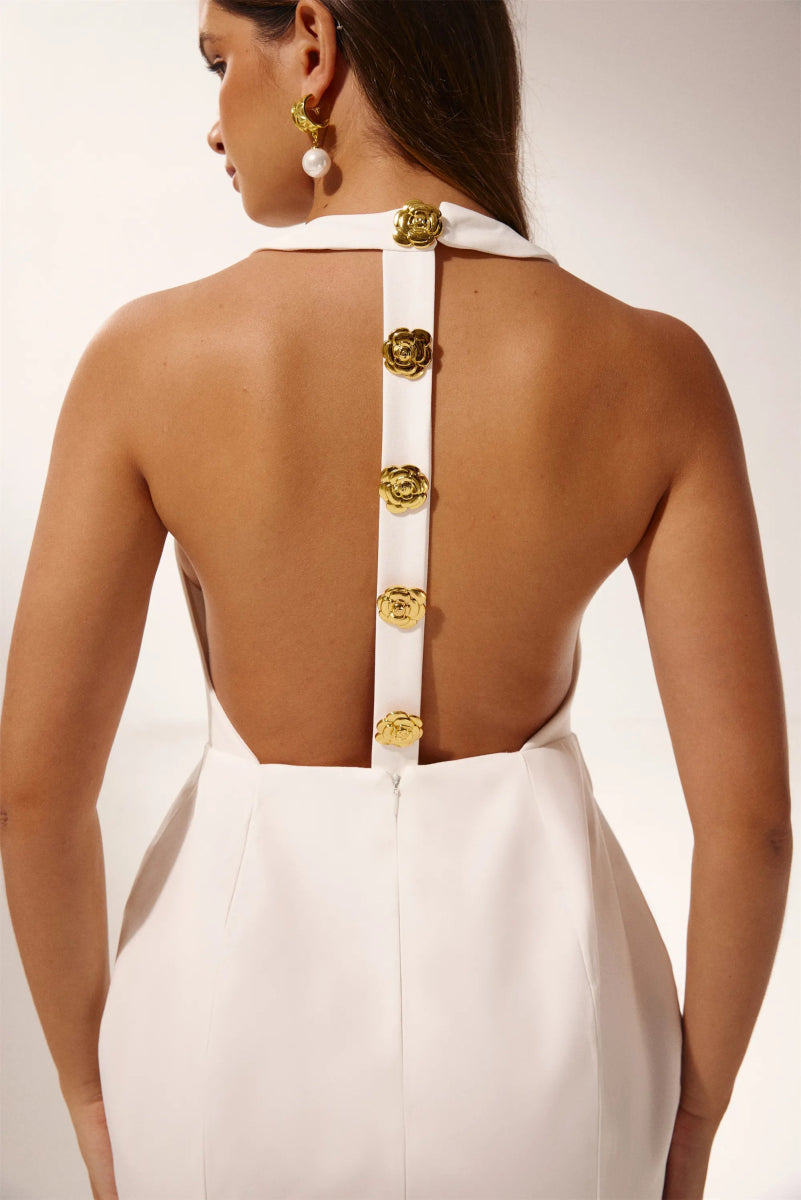 Catalina Premium Backless Halterneck Mini Dress Rebecca Elevated Occasion Wear