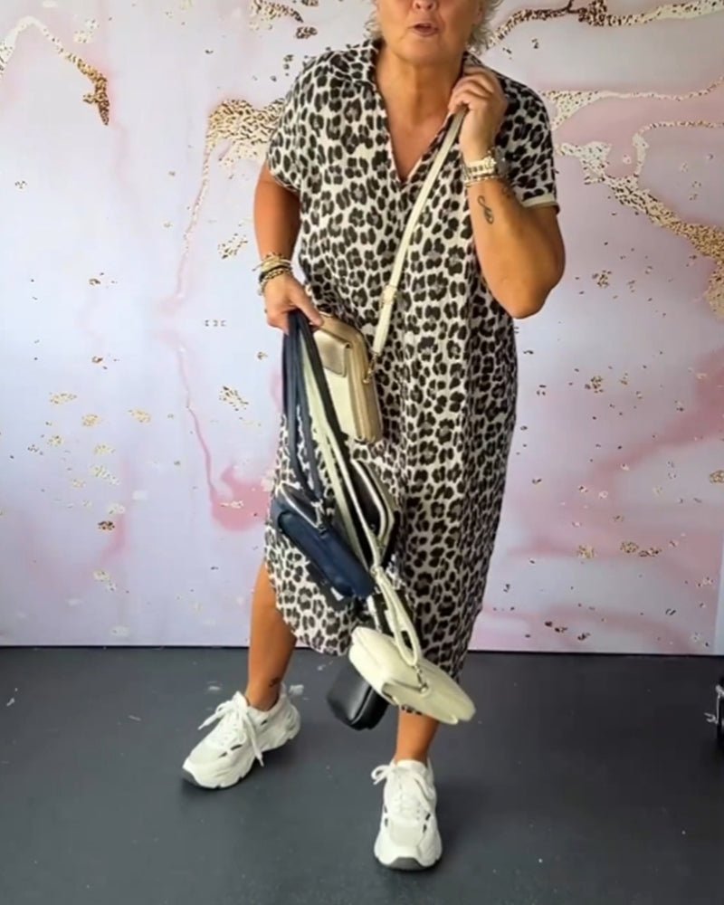 Elisa V-neck Dress with Leopard Print for Women Everyday Fashion Pick