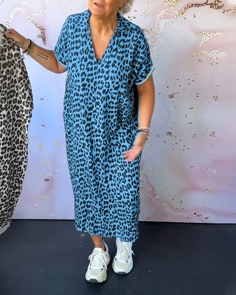 Elisa V-neck Dress with Leopard Print for Women Everyday Fashion Pick