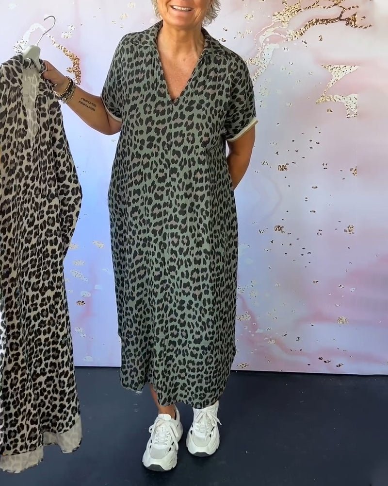Elisa V-neck Dress with Leopard Print for Women Everyday Fashion Pick