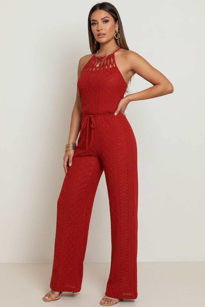 Stylish Breathable Wide-Leg Jumpsuit with Adjustable Straps & Pockets