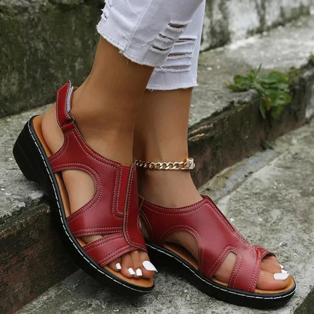 Open Toe Cut Out Closed Back Wedge Sandals