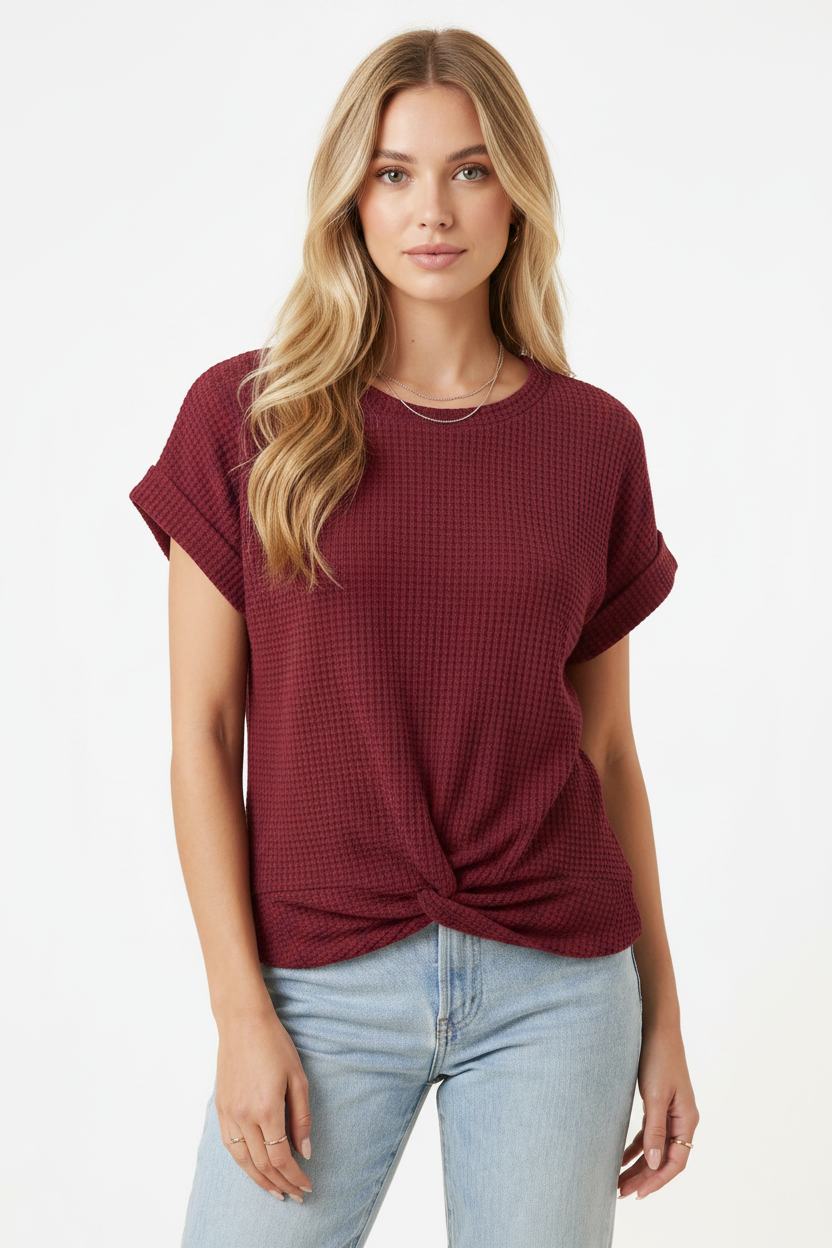 Relaxed Textured Women's T-Shirt with Breathable Fabric & Easy Fit - Jamota