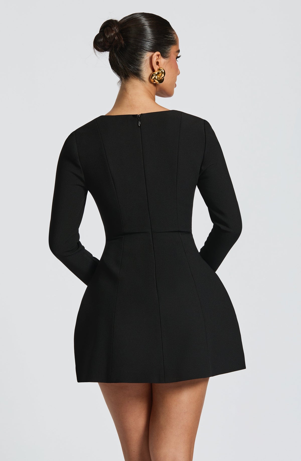 Sweetheart Long Sleeve Flap Pocket Puff Skirt Mini Dress 3