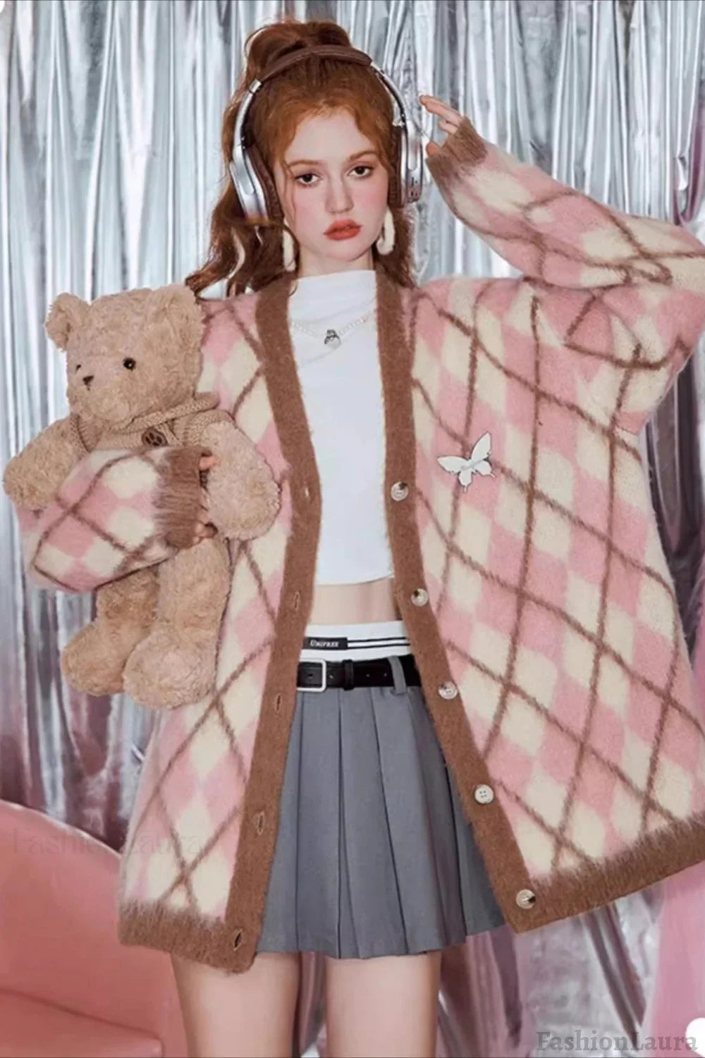 Relaxed Diamond Pattern Cardigan