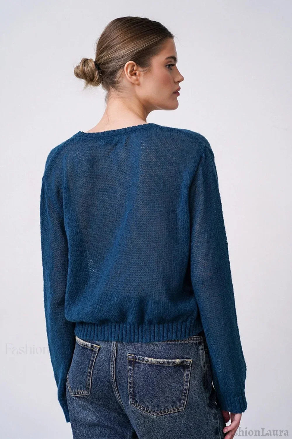 Relaxed Fit Knit Cardigan S / Navy blue