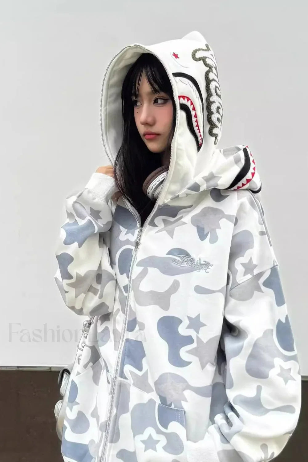 Retro Camo Double Hoodie Zip-Up Hoodie
