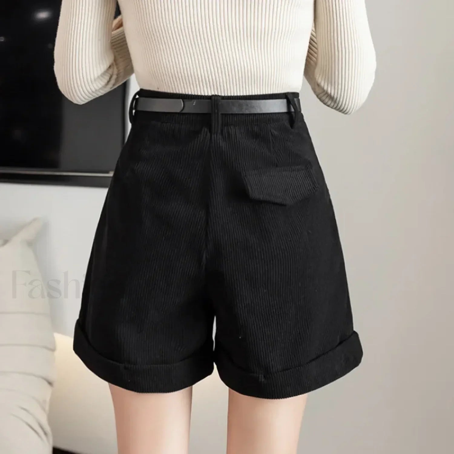 Retro Corduroy Boyfriend Style Female Shorts