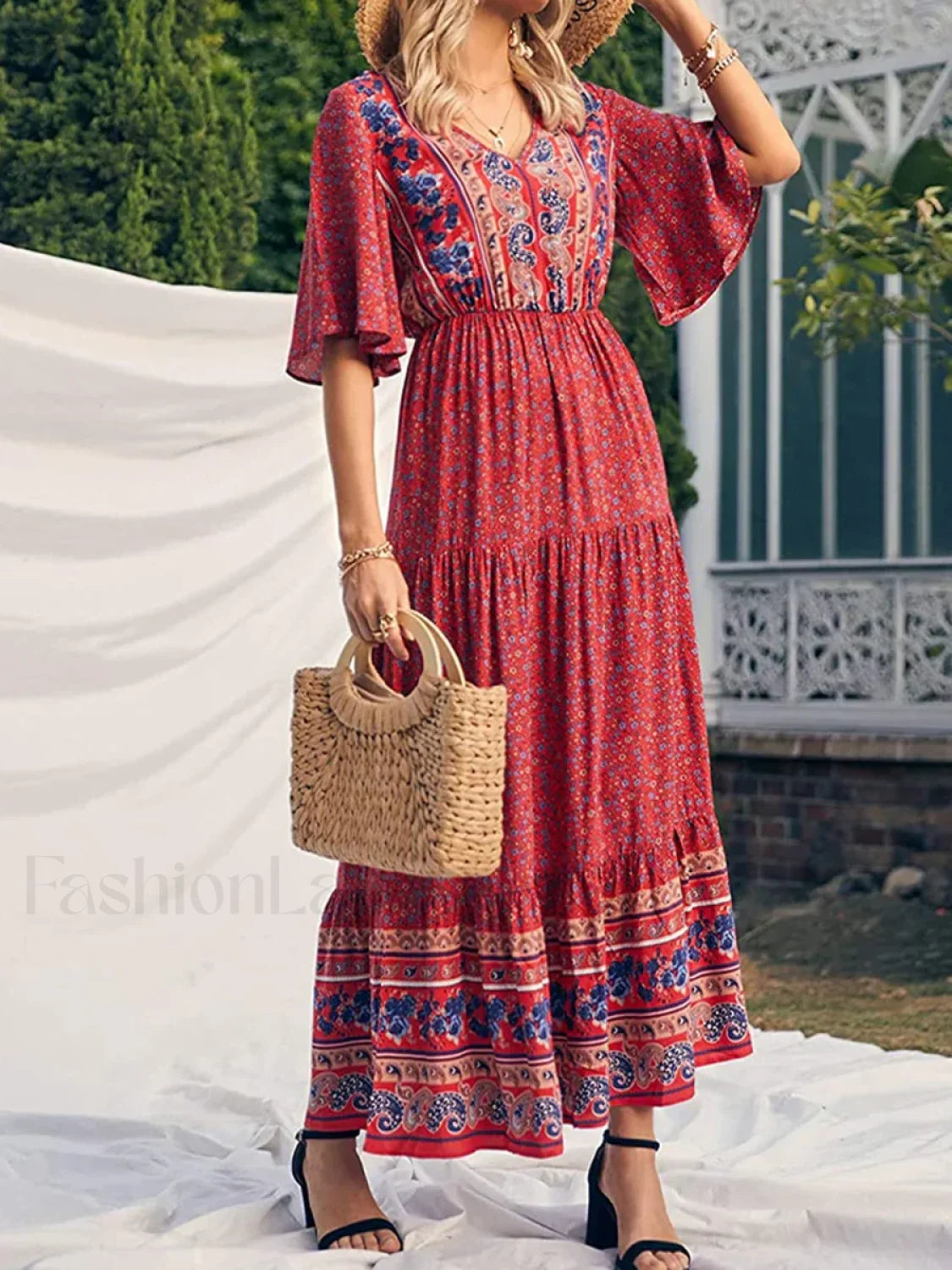 Retro High-Waist Boho Dress