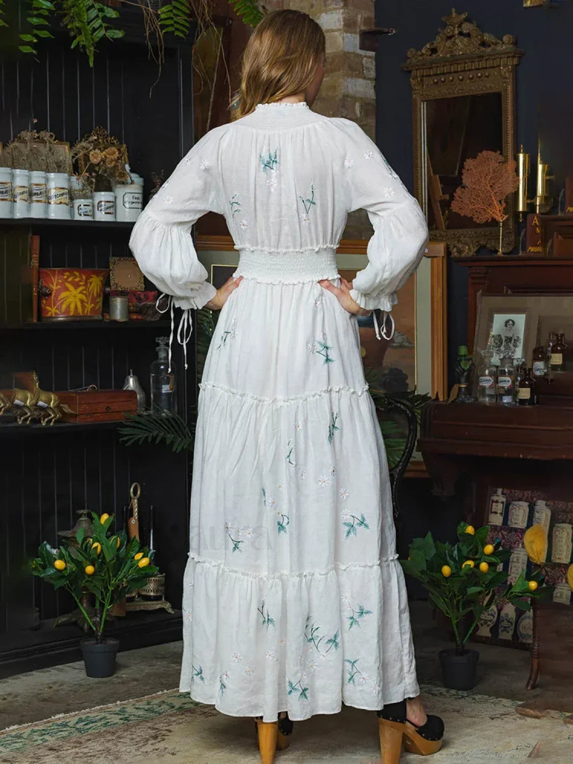 Retro V-Neck Elastic Boho Dress