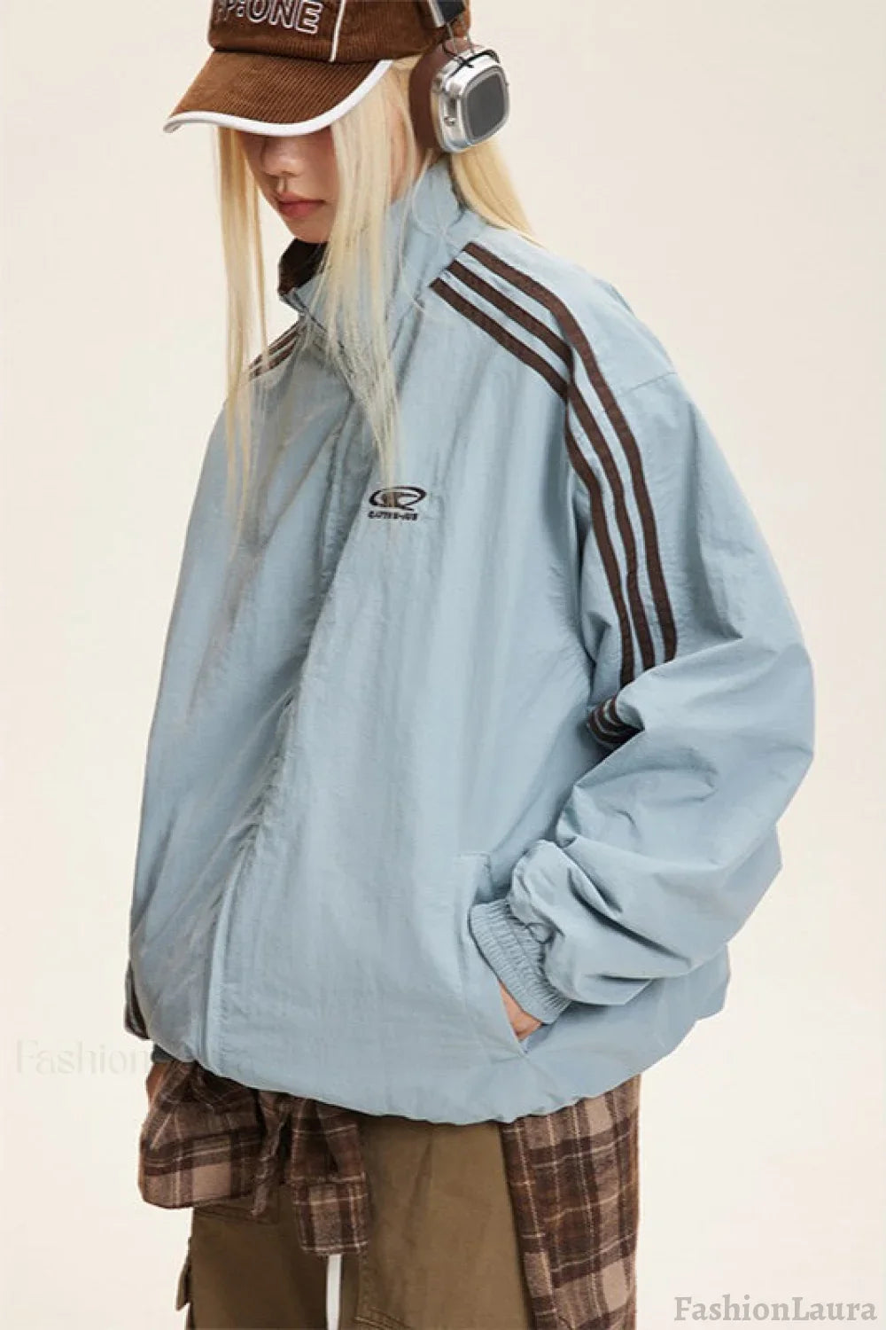 Reversible Stand Collar Colorblock Jacket