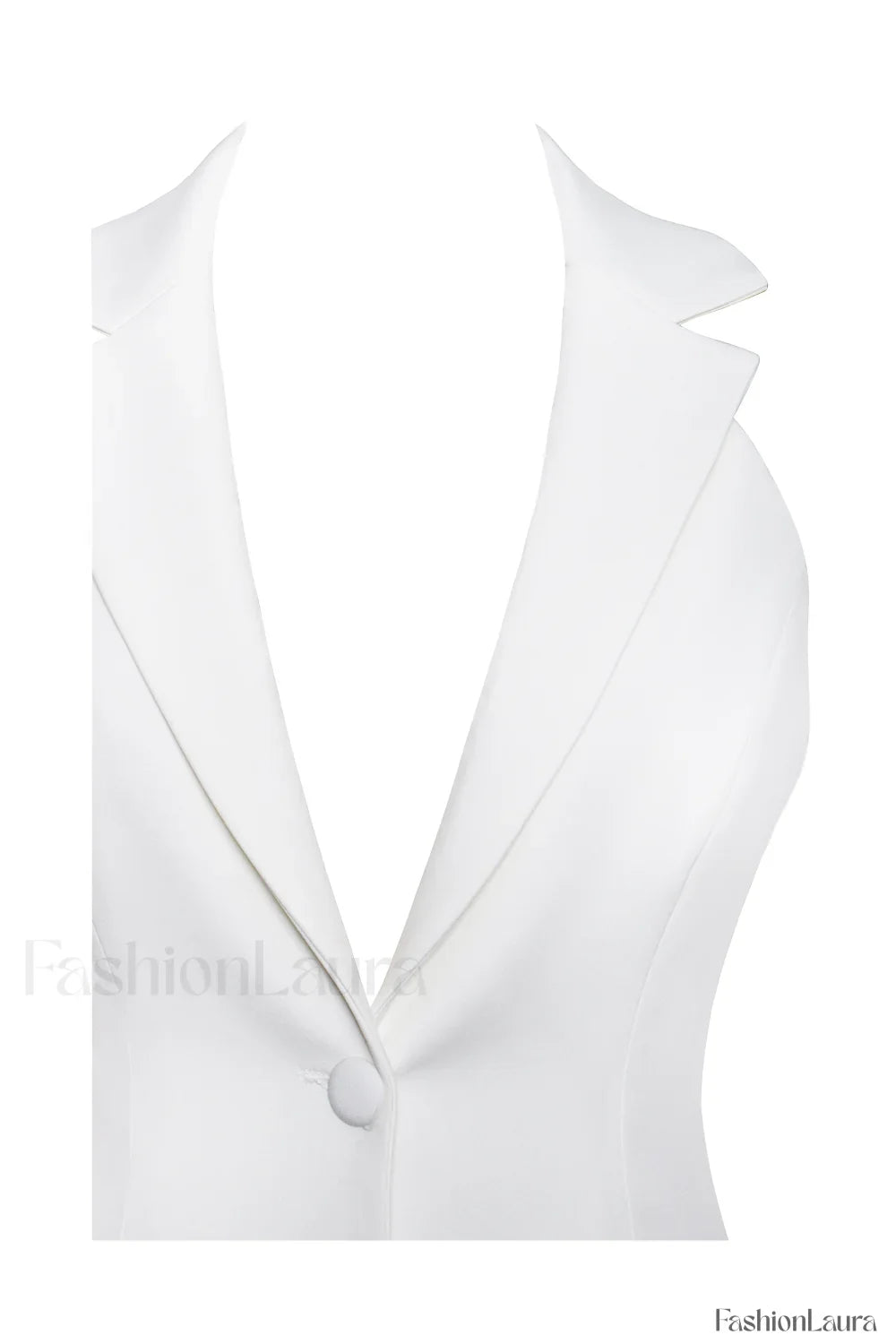 Reyna White Backless Charming Pleated Mini Blazer Dress