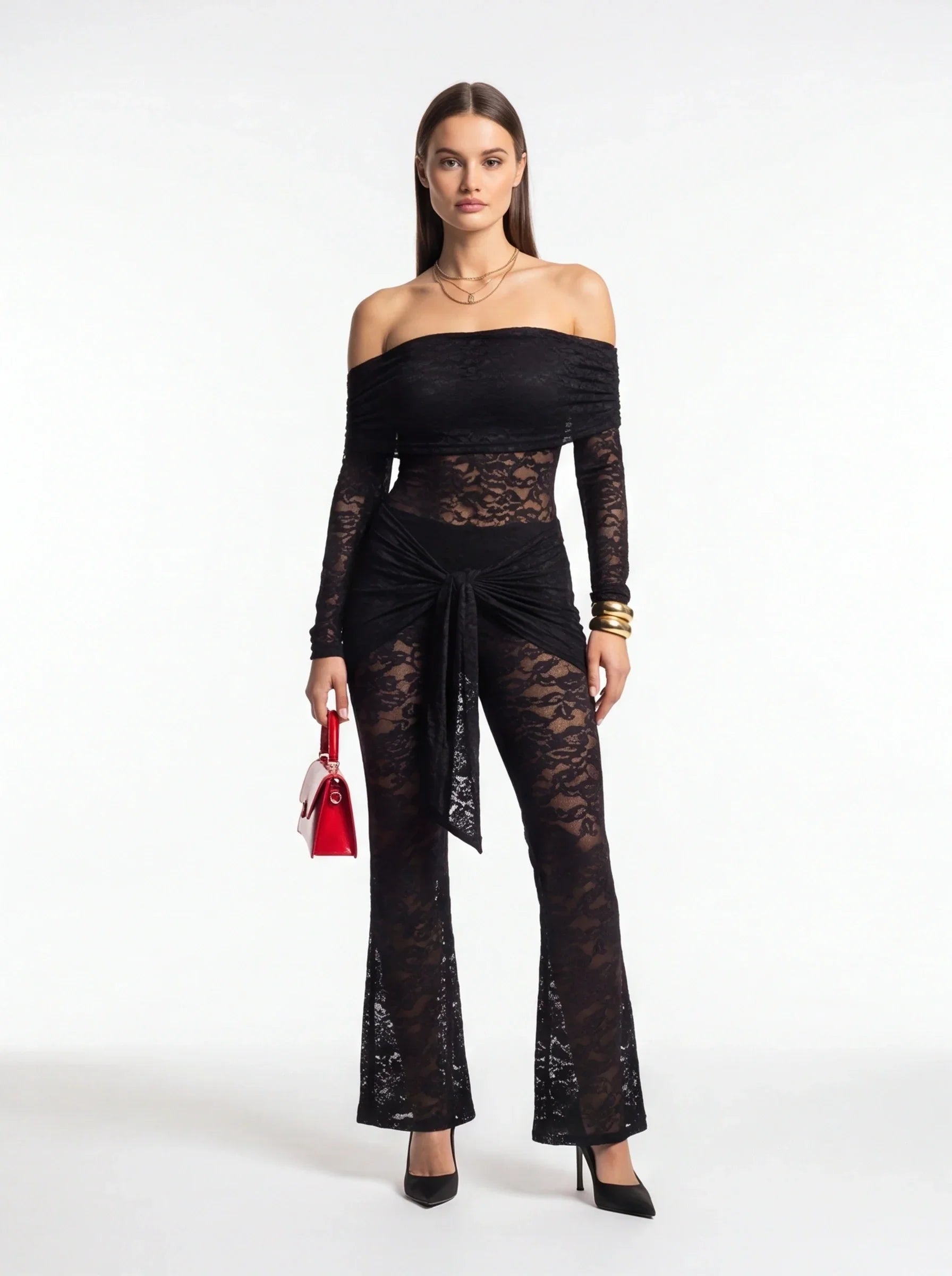 Elegant Black Lace Jumpsuit with Sleeveless Design and Flattering Fit - Jamota