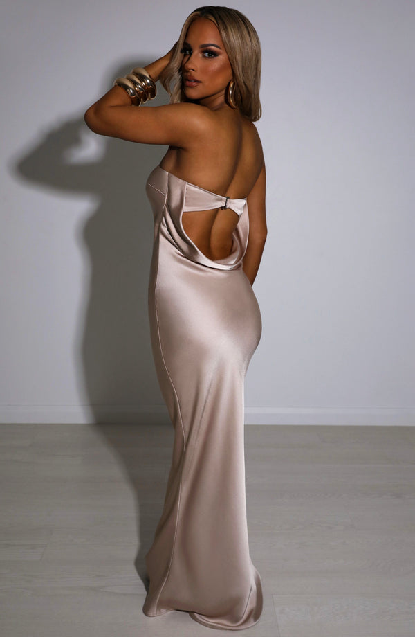 Satin Strapless Straight Neck Bias Cut Bodycon Maxi Dress 5