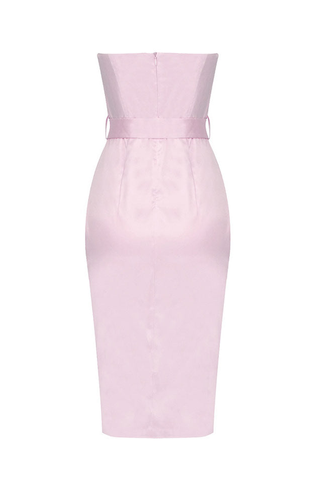 Rhinestone Sweetheart Strapless Satin Mini Cocktail Party Dress - Pink 4