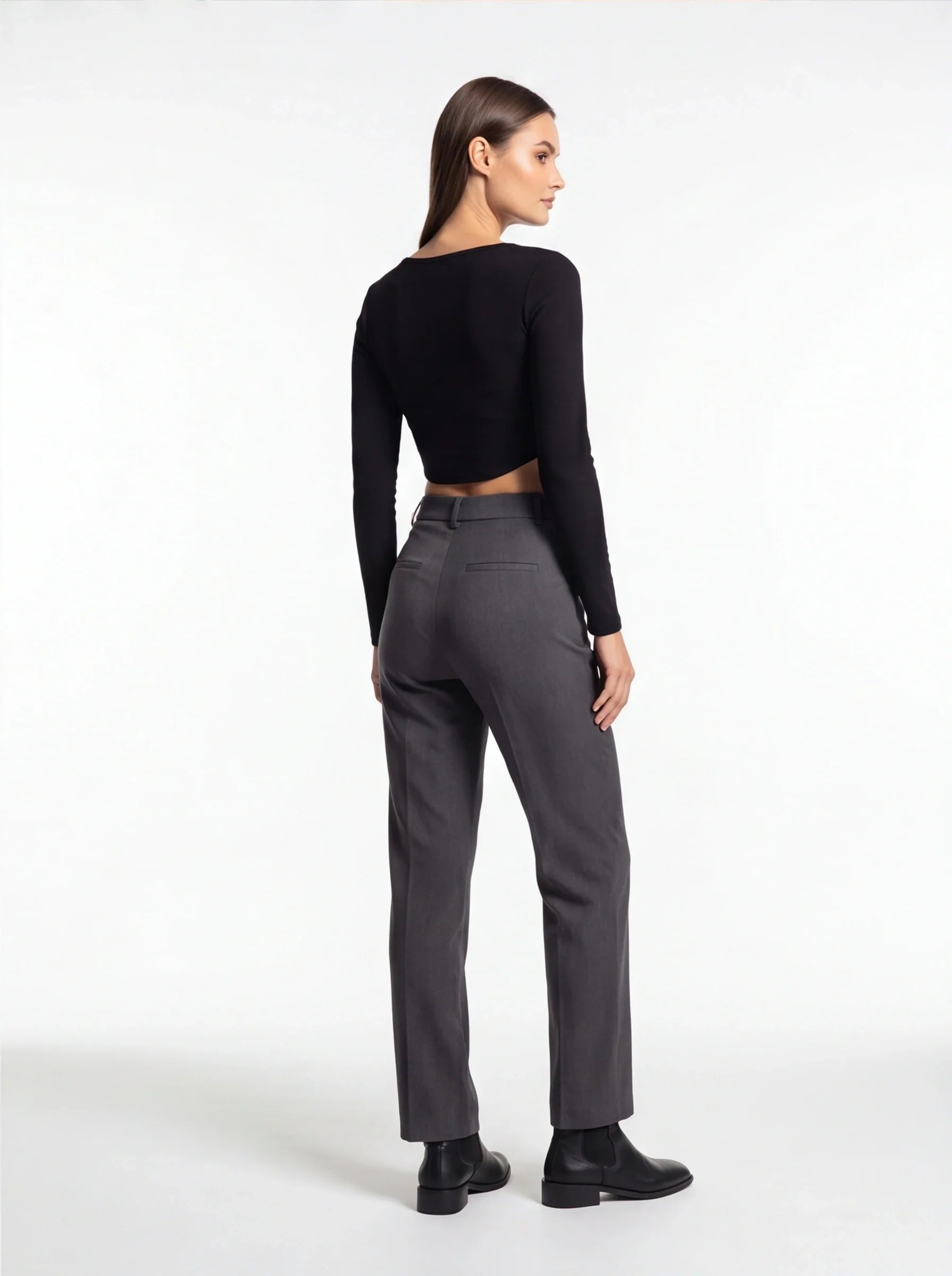 Stylish Ribbed V Neck Crop Top with Comfortable Stretch Fabric