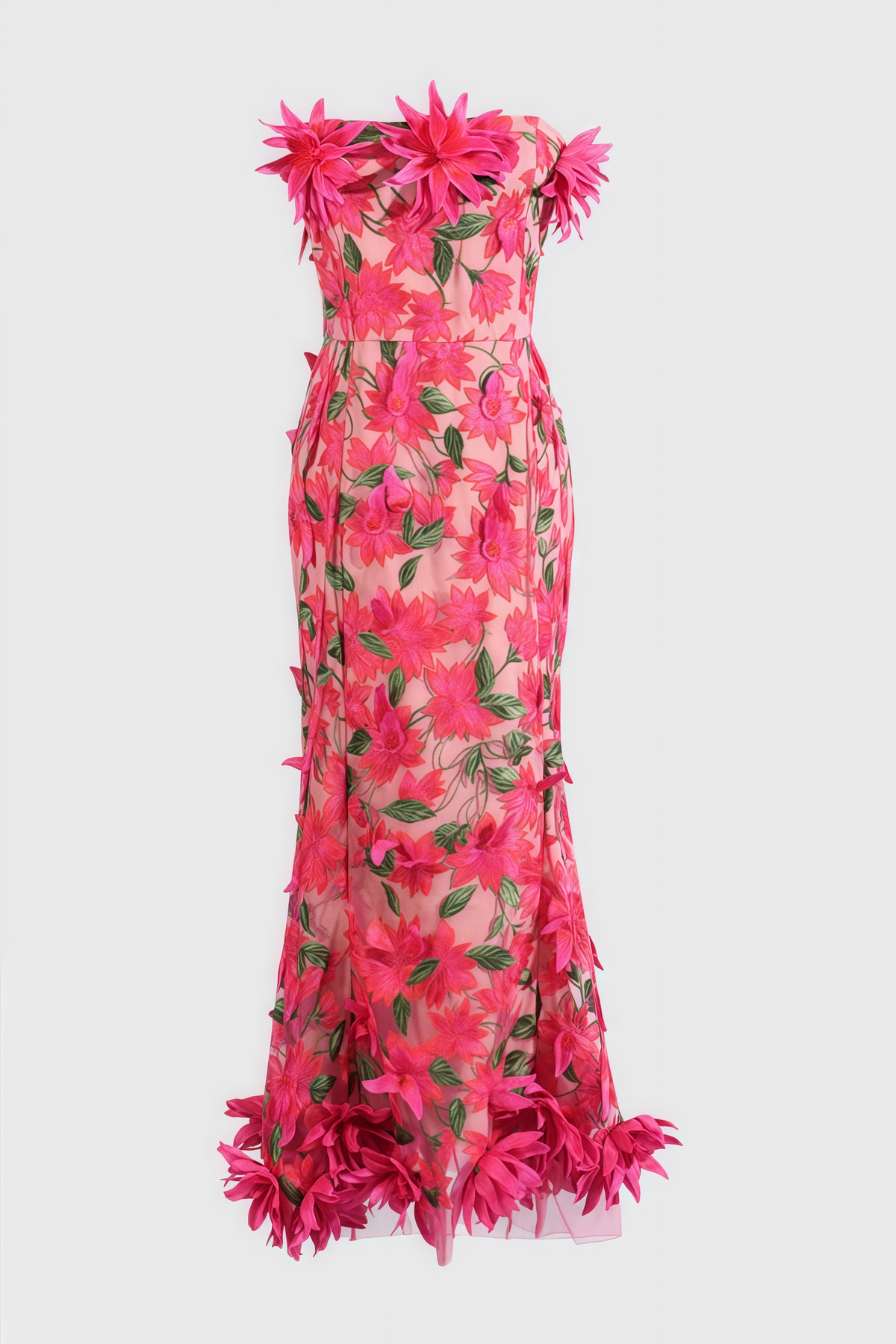 Mesh 3D Floral Midi Dress - View 5