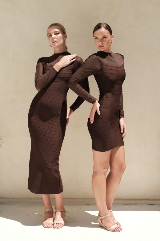 Robin Long Sleeve Bandage Maxi Dress - White Pearl