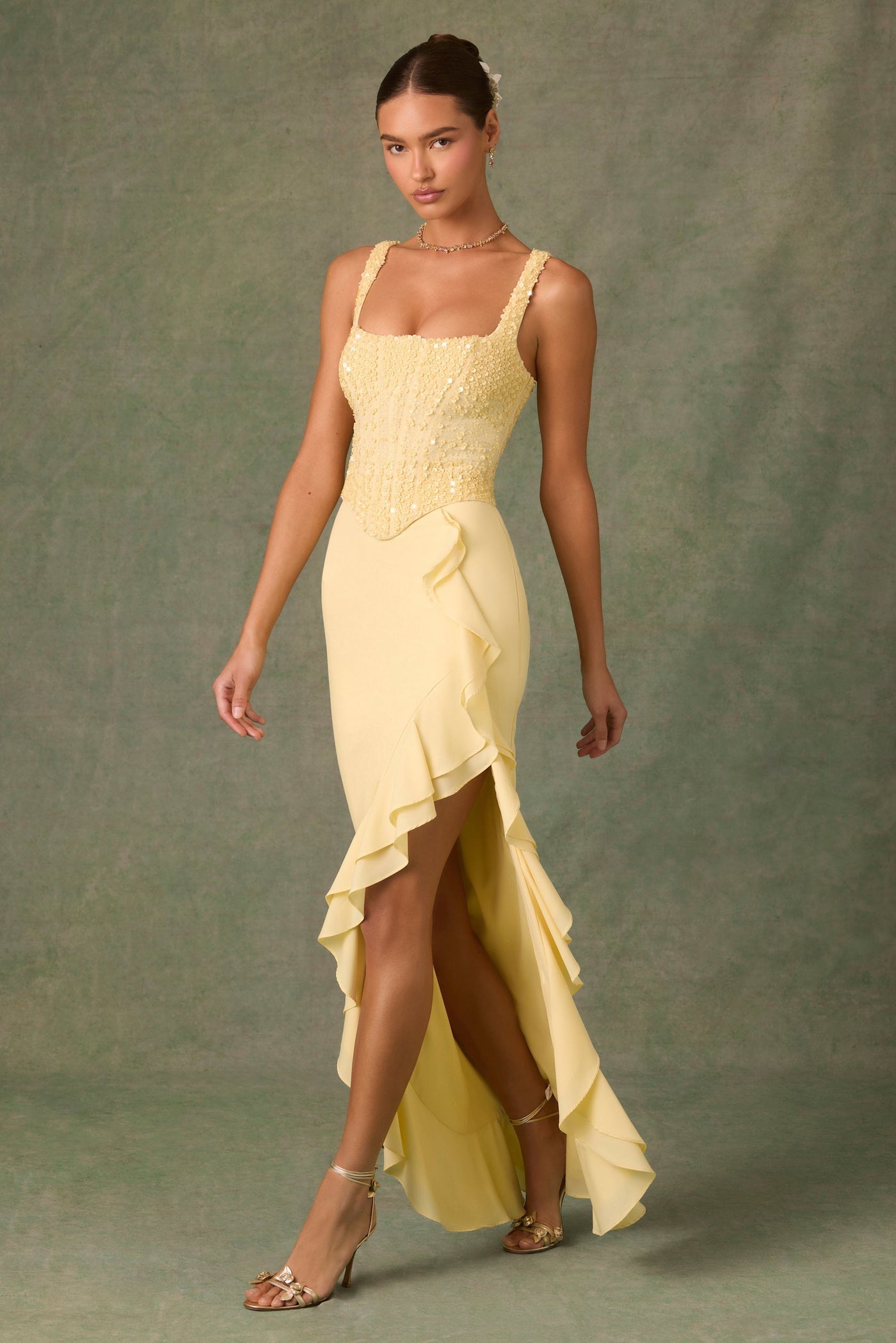 Corset Sequin Ruffle High Low Two Piece Set 6