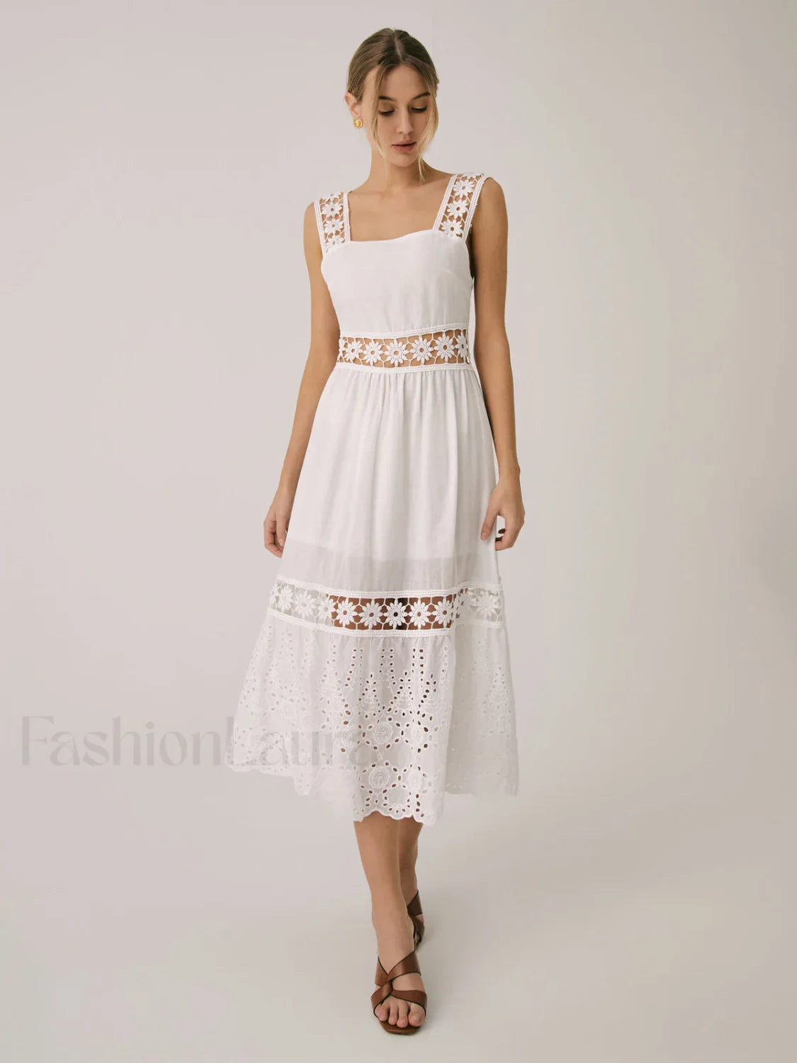 Romantic Lace Graceful Patchwork Midi Dress